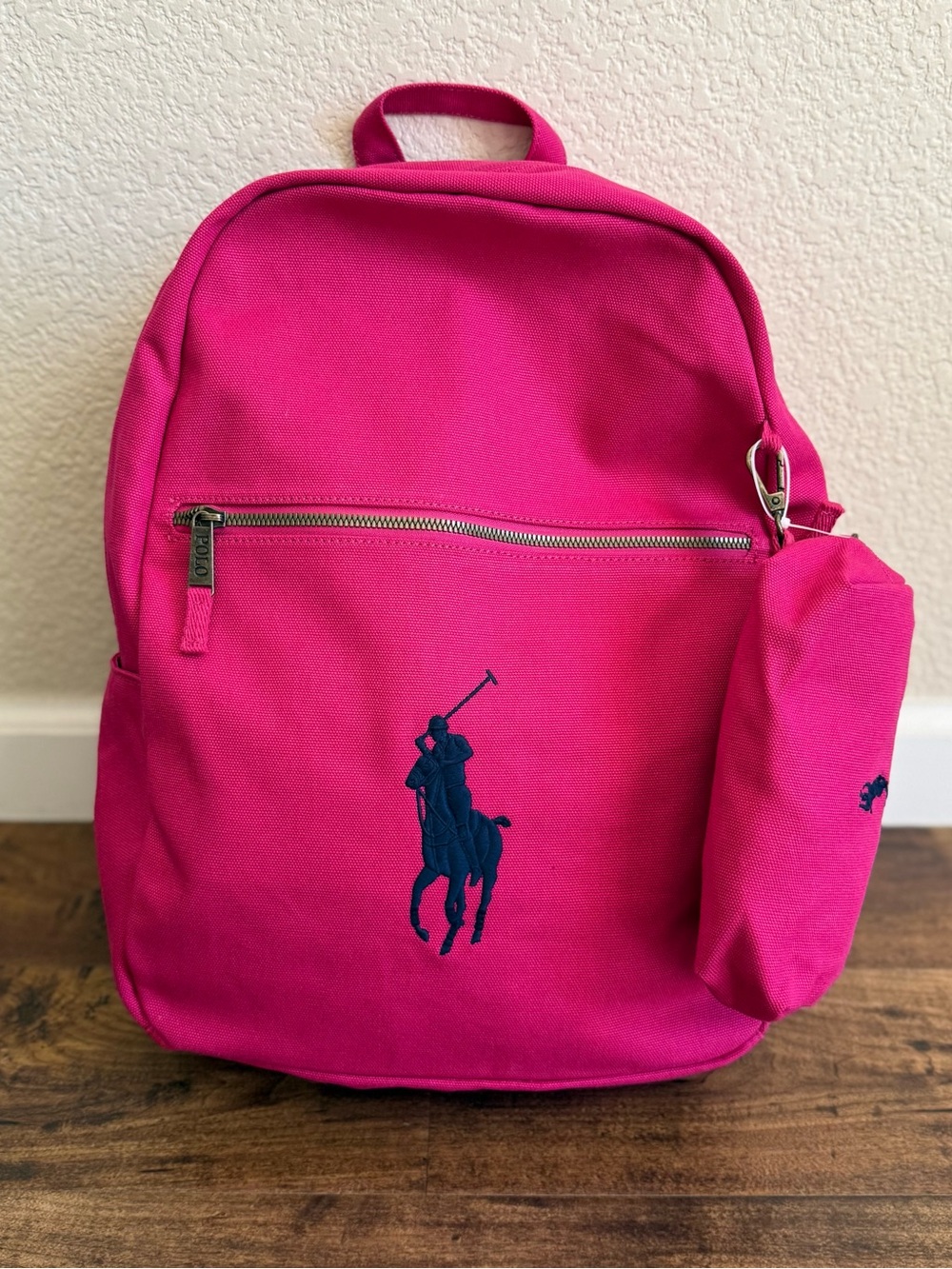 Polo Ralph Lauren Big Pony Nylon Backpack, 18” x 15” with Small Pouch